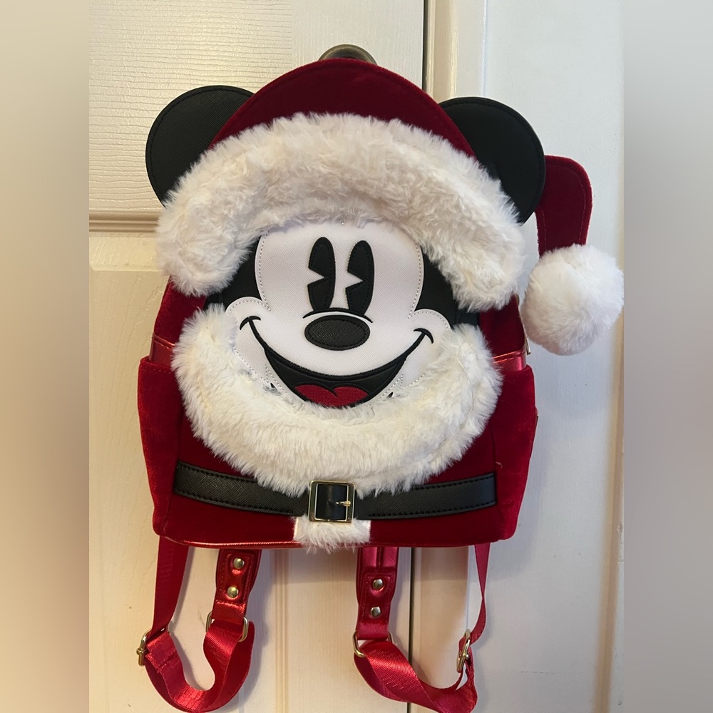 DISNEY BACKPACK! Limited Edition velvet Santa Mickey backpack.